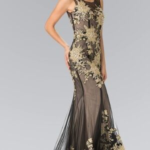 GLS Collective Black and Gold Backless Dress